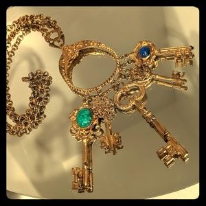 Vintage Keys Costume Necklace, 24" Chain